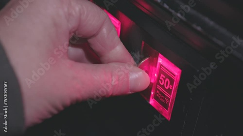 Multiple quarters inserted into coin mechanism arcade 4k
