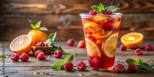 Refreshing Iced Tea with Citrus and Raspberries A Summer Beverage Delight