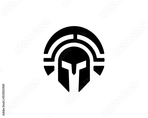 Silhouette spartan helmet vector graphic logo