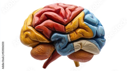 Colored anatomical model of a brain