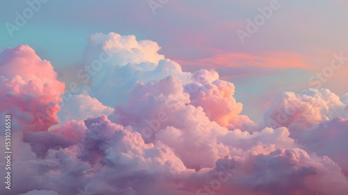 Dreamy pink clouds float gently across the sky, forming a peaceful and ethereal scenic atmosphere
