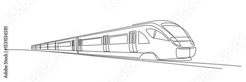 Minimalist Line Art of a Modern High Speed Train