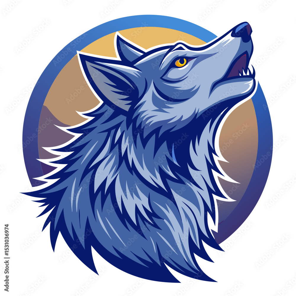 Fototapeta premium Vector Illustration of a Howling Wolf 