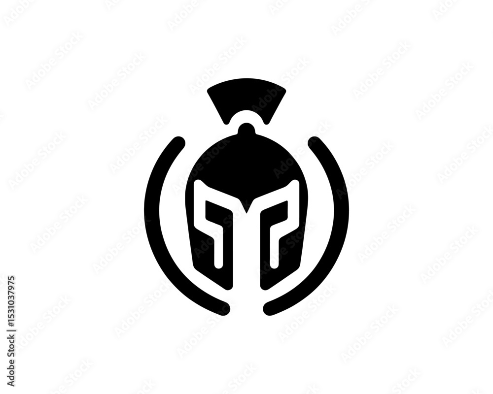 Obraz premium Black helmet symbol of ancient spartan warrior