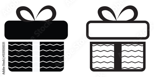 Gift box icons set. Surprising gift box symbol. Present gift box tied signs. Christmas, birthday, valentine, open, sparkle, wedding event, party, celebration, achievement success vector illustration. 