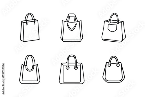 reusable bag icon line art vector illustration