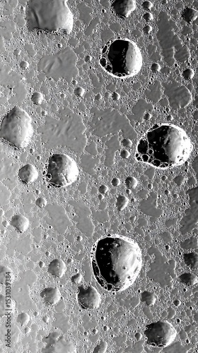 Moon Surface Craters Detailed,Lunar Landscape,Grayscale Rough Texture,Space Exploration