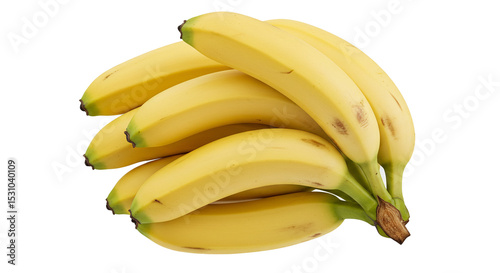 Fresh yellow banana bunch ripe organic fruit healthy diet potassium source tropical food isolated background on transparent background