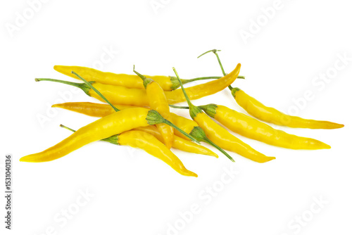 Pile yellow chili pepper isolated on a white background