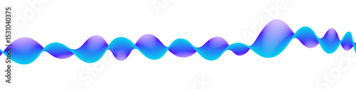 Abstract wave shape with vibrant gradient lines in cyan and purple, resembling audio waveform or digital pulse on white background