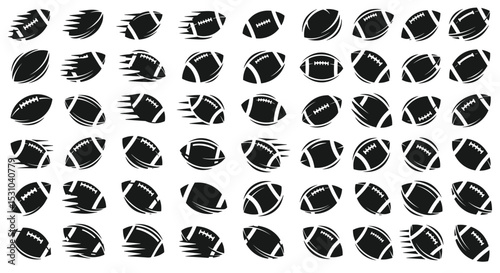 Diverse Array of American Footballs Icons in Vector Format Showcasing Various Styles