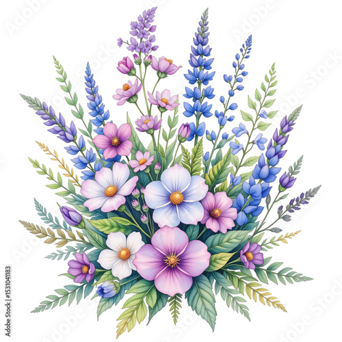 bouquet of flowers on white