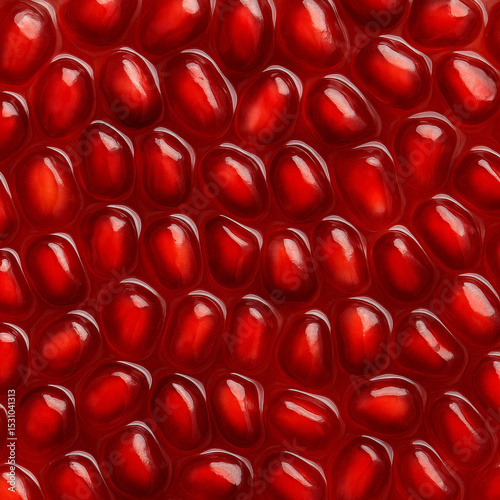 Pomegranate Seeds Close-up: A vibrant close-up shot showcasing the jewel-toned arils of a pomegranate, their glossy surfaces reflecting light in a captivating display of natural beauty.