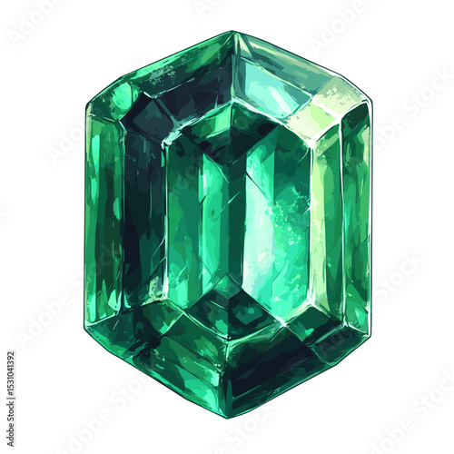 Emerald gemstone vector isolated on a white background