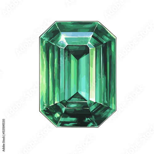 Emerald gemstone vector isolated on a white background