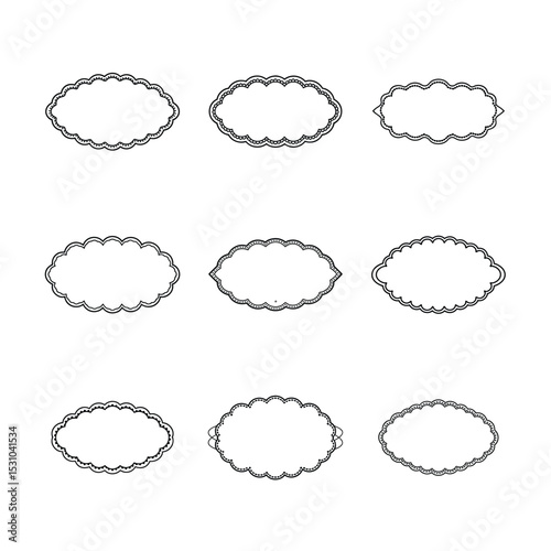 Collection of nine decorative frames on white background