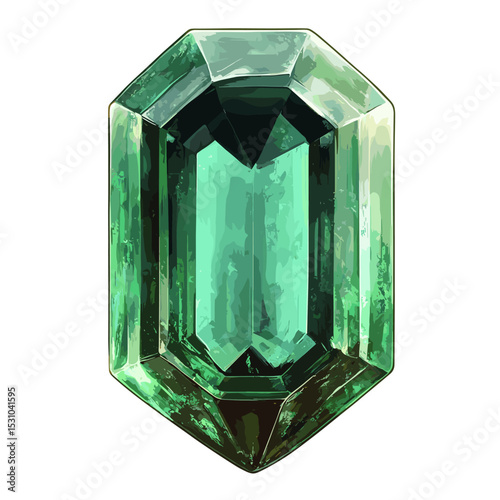 Emerald gemstone vector isolated on a white background