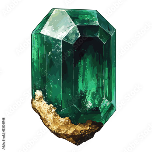 Emerald gemstone vector isolated on a white background