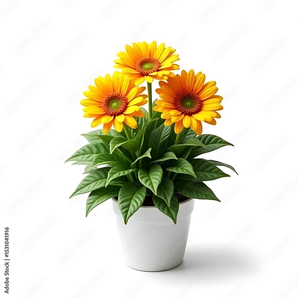 Obraz premium Vibrant Gerbera Daisies in a White Pot