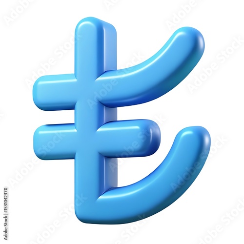 Three dimensional render of turkish lira symbol
