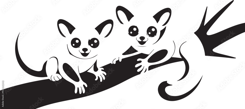 Naklejka premium Sugar glider animal vector silhouette art
