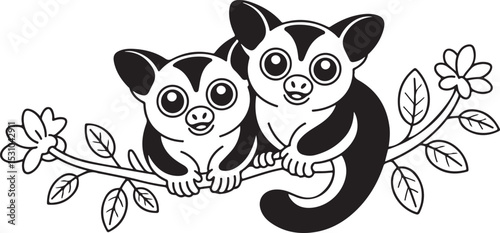 Sugar glider animal vector silhouette art
