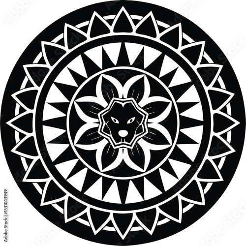 Animal Mandala with Owl or Wolf
