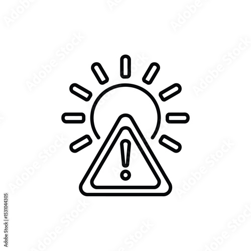 Sun Warning Icon Heat UV Radiation and Sunburn Risk
