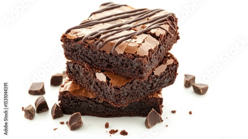 Chocolate brownies stacked