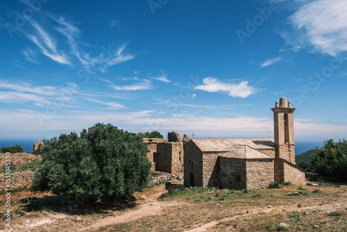 Abandoned in the 19th century the ruins of the village of Occi sit above Lumio and look down on the coastline of the Mediterranean island of Corsica. The Annunziata church was restored in 2002.