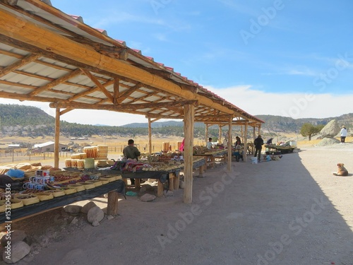 traditional mexico indigenous tarahumara raramuri handcrafts in a market in Creel, Chihuahua