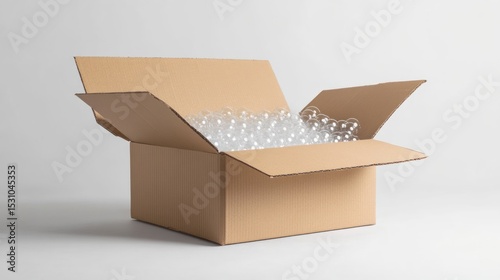 Cardboard box with packing peanuts