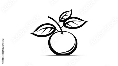 Elegant Fruit Illustration: Black and White Apple Design for Branding and Logos