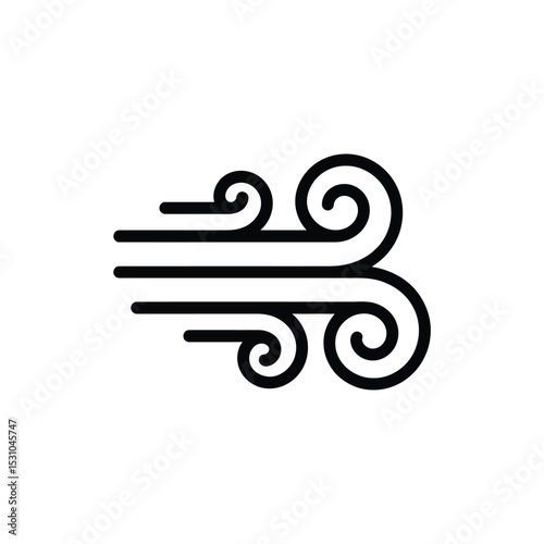 Stylized Wind Icon Black and White Vector Illustration of Wind