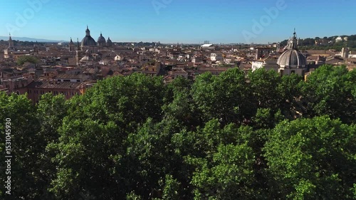 View of the city from above. Travelling through beautiful places of Rome. High quality footage in 4k format