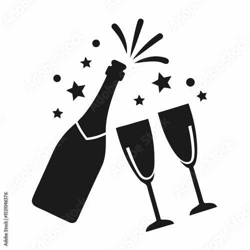 champagne bottle and glass