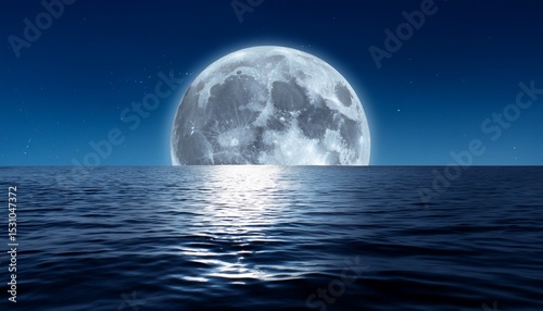 full moon raising over water