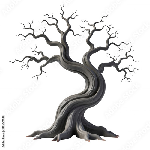 3d isolated halloween tree transparent background artistic design spooky vibe digital artwork