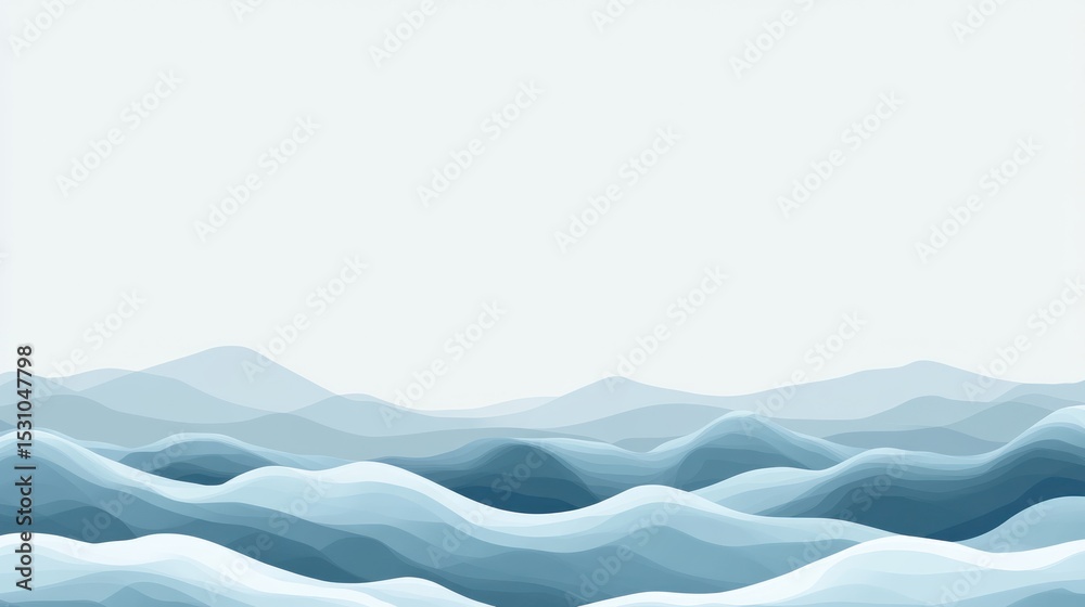 Obraz premium Abstract wavy landscape in shades of blue.