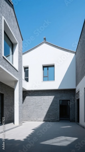 Modern Courtyard with Traditional Chinese Architectural Elements
