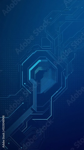 Abstract Blue Circuit Design with Geometric Patterns
