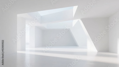 Minimalist White Room with Geometric Skylight Design
