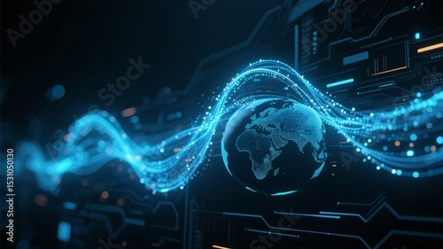Global Connectivity: Digital Waves Flowing Around the Earth