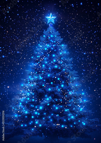 Enchanting Blue Christmas Tree with Magical Holiday Glow