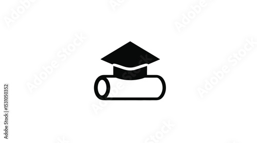 Graduation Cap and Diploma Icon: Education Symbol for Website or App