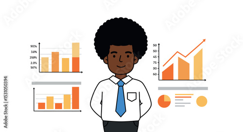 Business analysis growth concept with charts and data visualization elements vector illustration