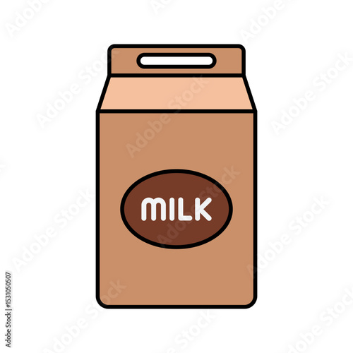 Carton Chocolate Milk Flat design style, milk carton packaging used as a chocolate ingredient, perfect for recipe visuals and dairy themed graphics.