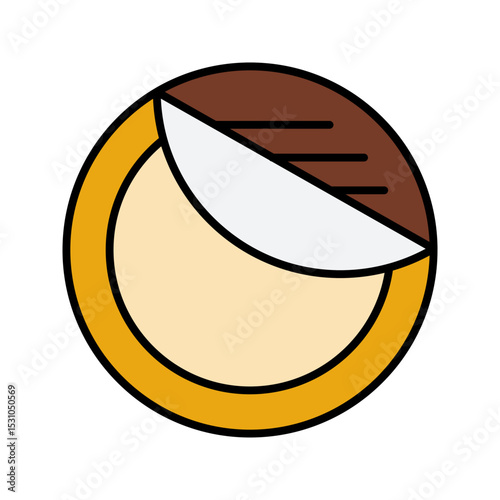 Chocolate Candy Flat design style, round candy covered in chocolate and sprinkles, perfect for party menus, and sweet themed designs.