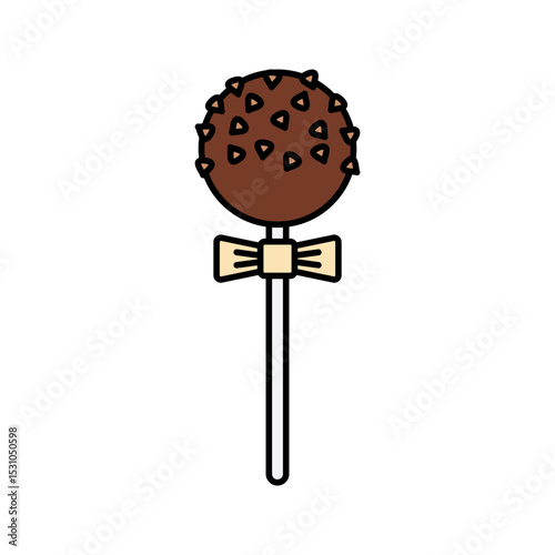 Chocolate Candy Flat design style, round chocolate candy with foil wrapper, ideal for dessert elements and celebration illustrations.