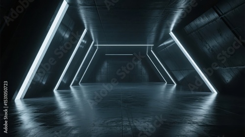 Futuristic Corridor with Neon Lighting